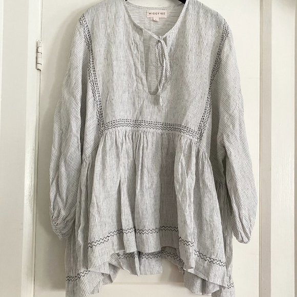 Wiggy Kit Striped Linen "Libertine" Top, size Large - Picture 2 of 7